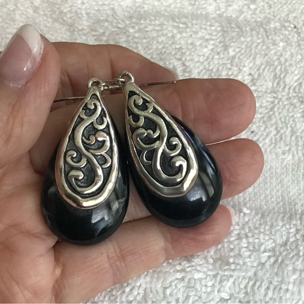 Brighton Black and Silver Teardrop Earrings